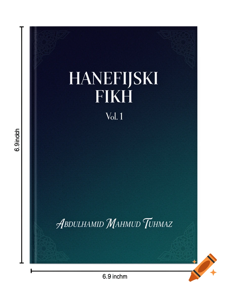 A book cover titled "HANEFIJSKI FIKH Vol. 1" by "ABDULHAMID MAHMUD TUHMAZ," featuring a dark blue to teal gradient background with subtle ornamental patterns in the corners.