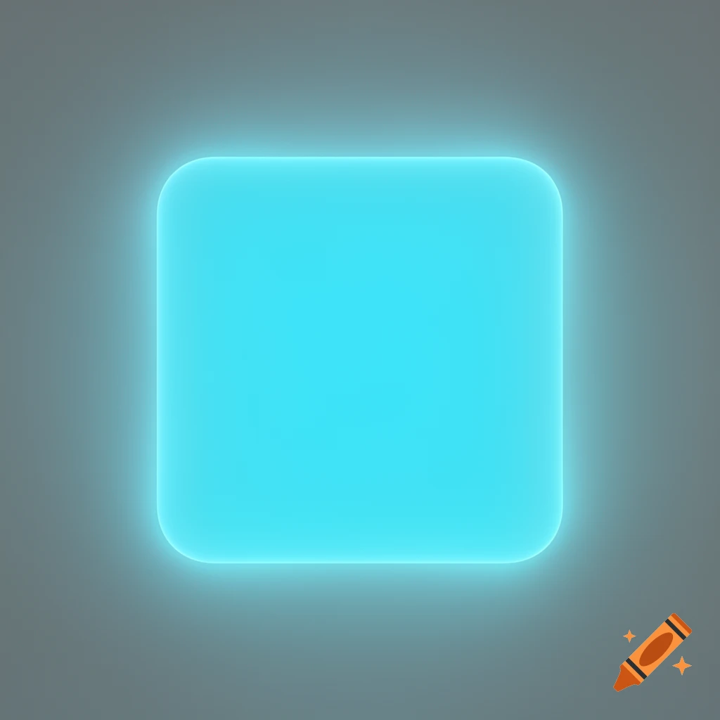 A glowing cyan square with rounded corners on a gray background.