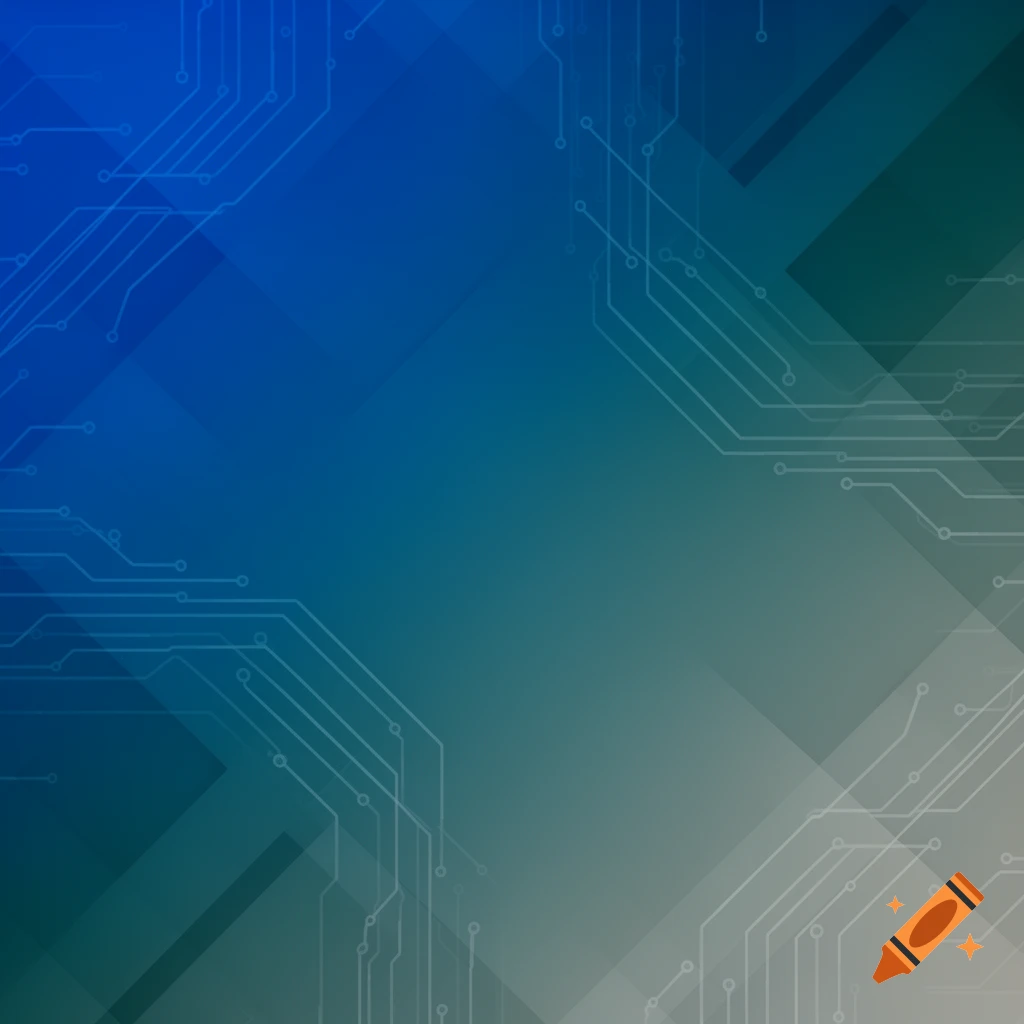 Abstract blue and green gradient background with subtle geometric shapes and circuit board patterns in the corners.