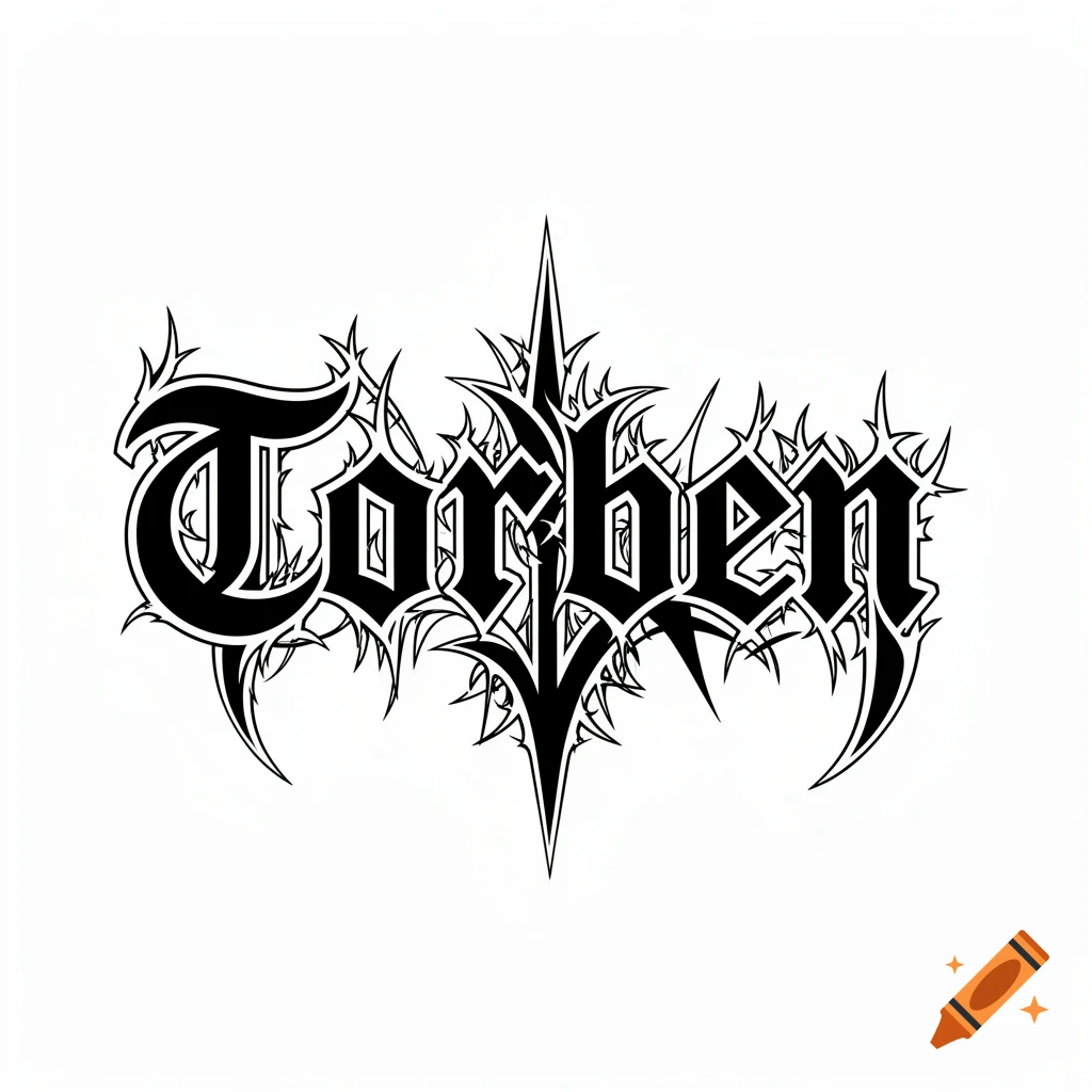 Black and white stylized logo for 'Torben' in a spiky, black metal font.