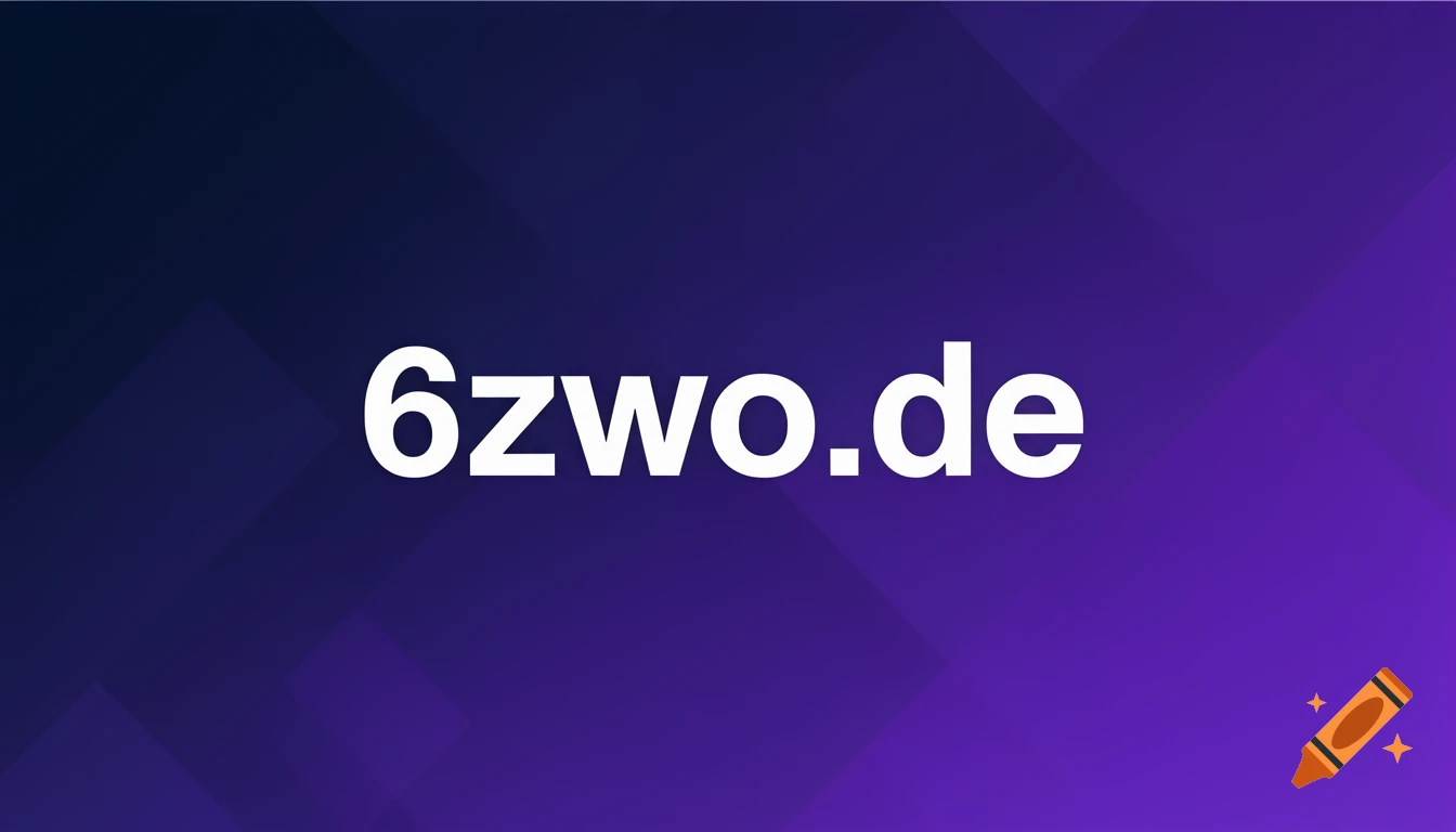 White text '6zwo.de' on a purple and dark blue gradient background.