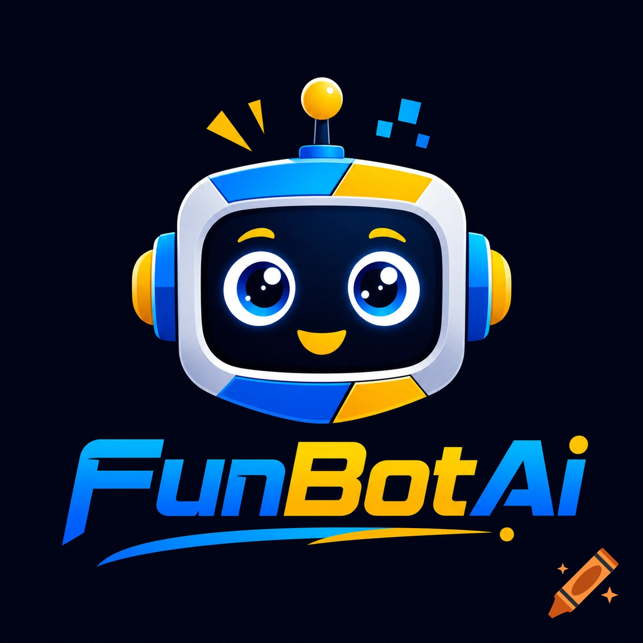 A vibrant, friendly cartoon robot head logo with the text 'FunBotAi' in stylized blue and yellow.