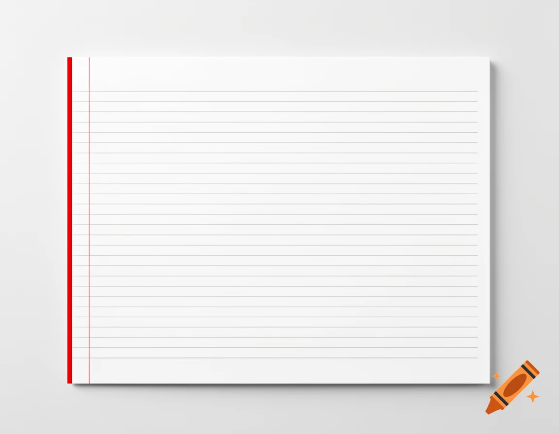 A blank white notebook page with gray ruled lines and a vertical red margin on the left.