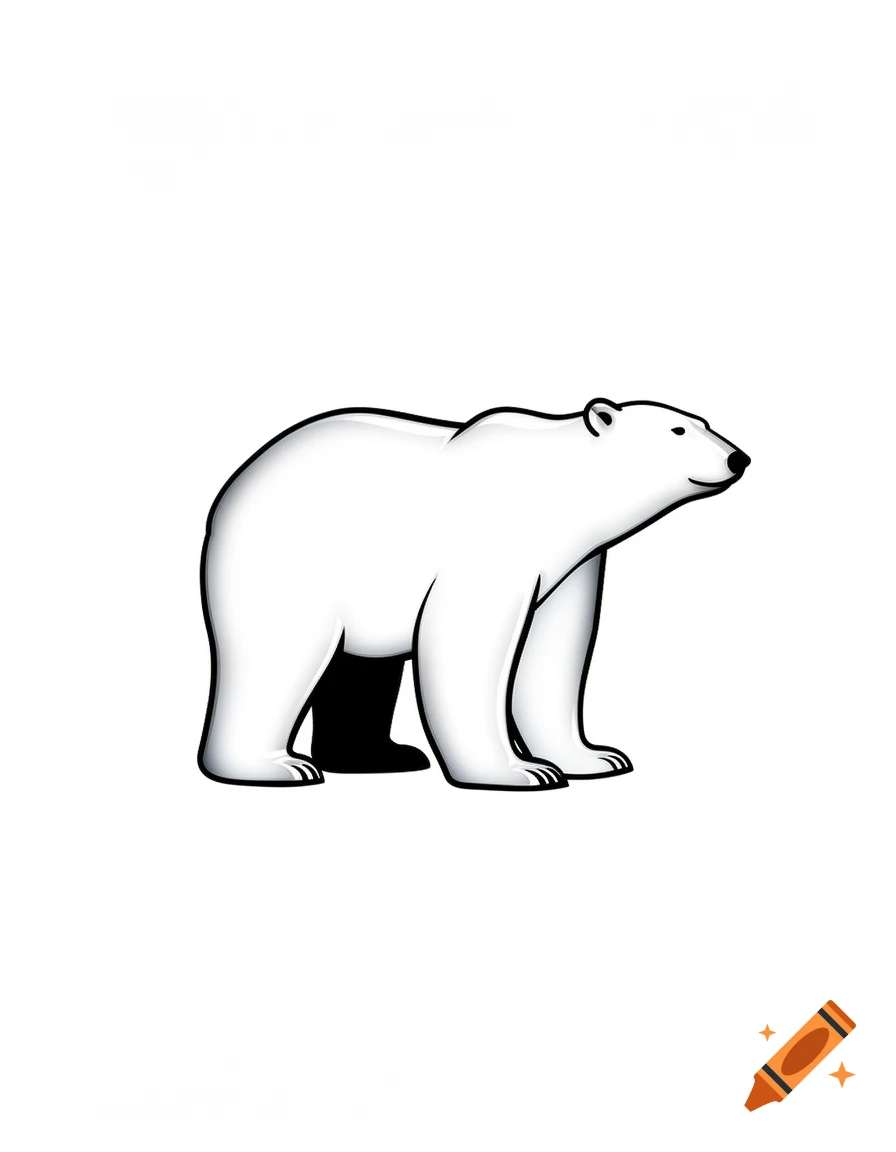 A clean, stylized illustration of a polar bear in profile, with a black outline and white fill.