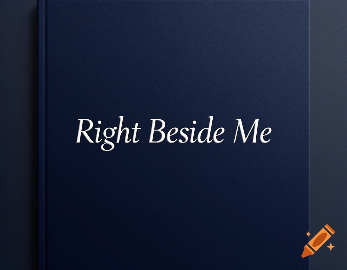 Dark blue minimalist book cover with the title 'Right Beside Me' in white script.