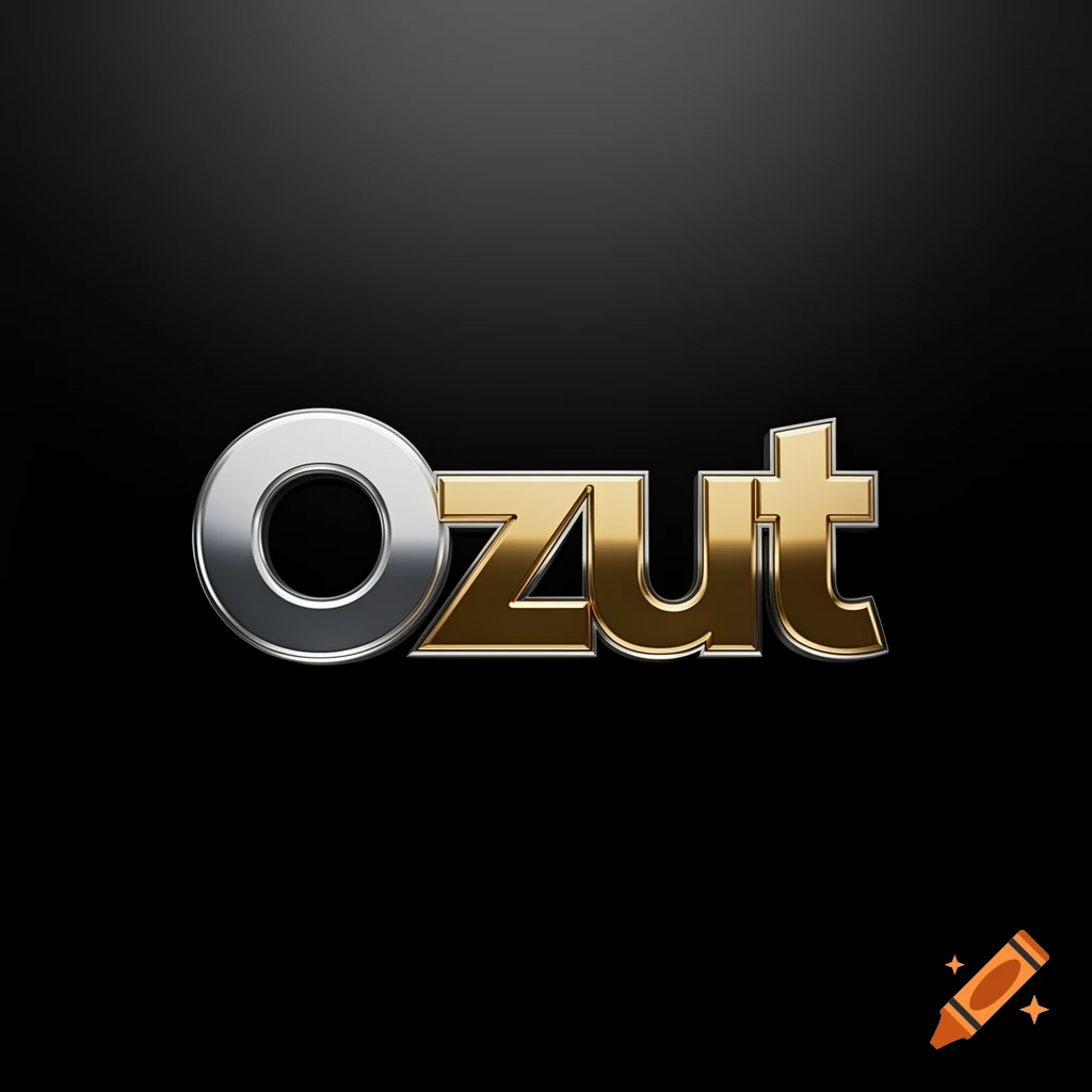 The word OZUT rendered in metallic 3D letters, with the 'O' in silver and 'ZUT' in gold, on a dark background.