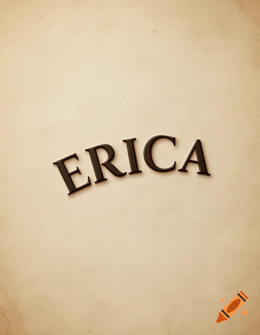 The word "ERICA" in dark, shadowed letters on a textured, light brown parchment background.