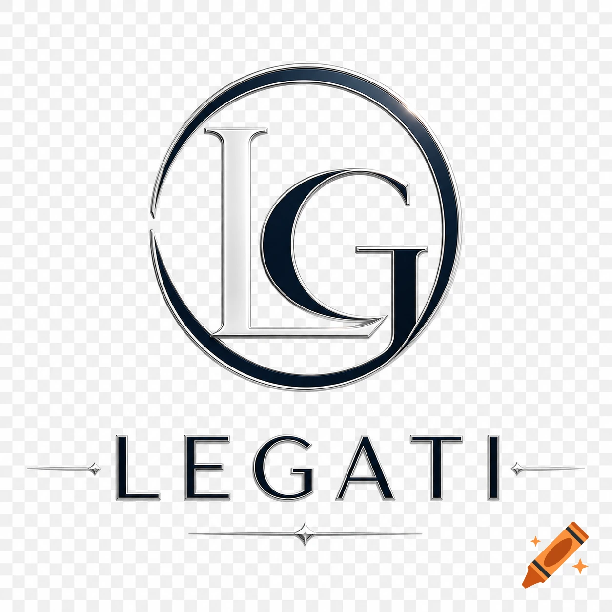 A modern logo with intertwined silver 'L' and dark 'G' letters within a stylized dark circle, above the word "LEGATI" in black and silver on a transparent background.