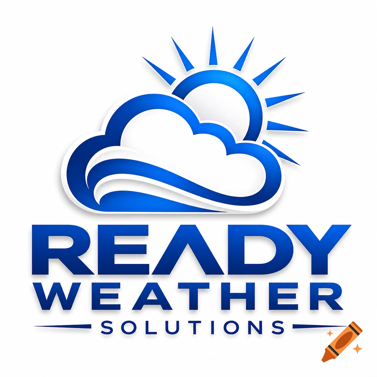 Blue and white logo with a stylized cloud and sun icon above the text 'READY WEATHER SOLUTIONS' with horizontal lines.
