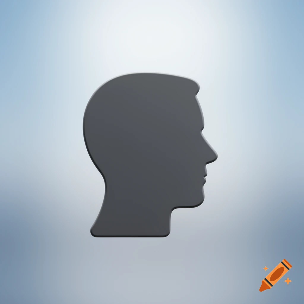 A dark gray silhouette of a person's head, facing right, against a light blue gradient background.