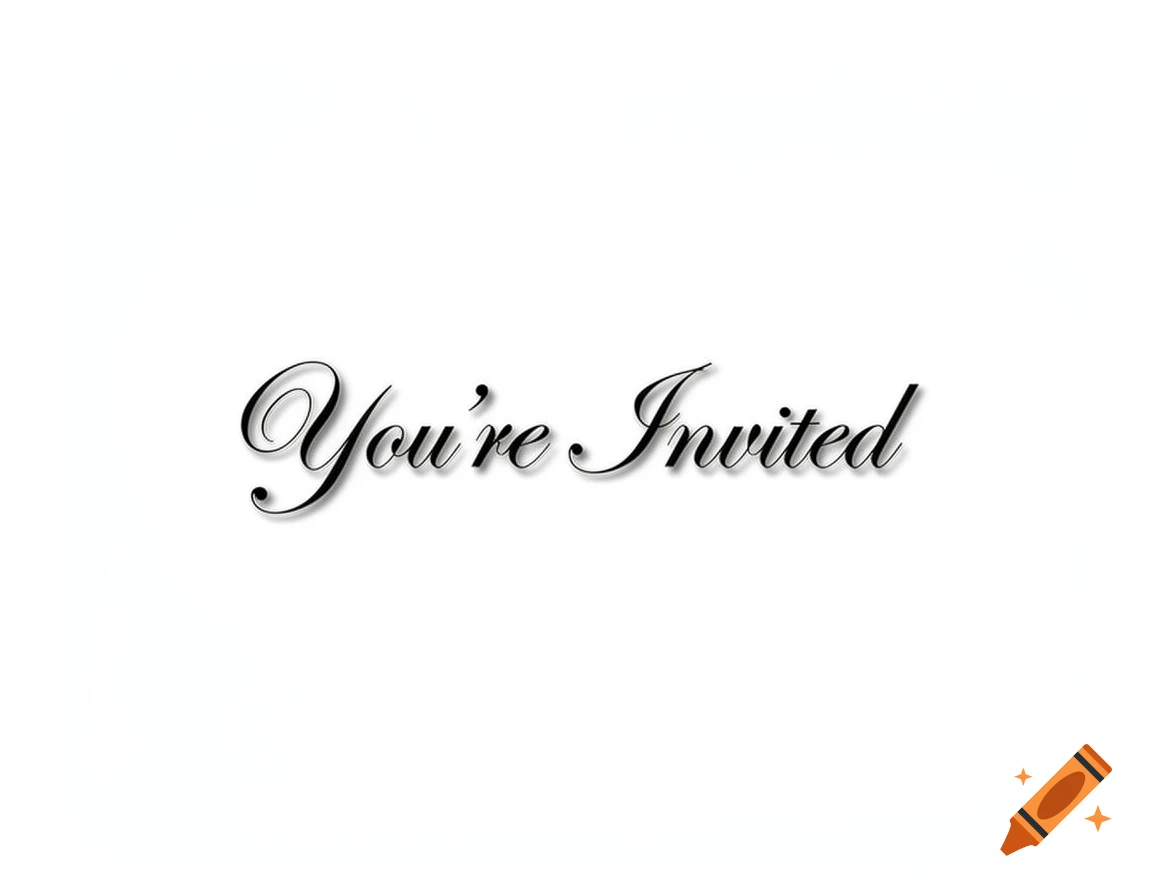 Fancy black script text 'You're Invited' on a white background.