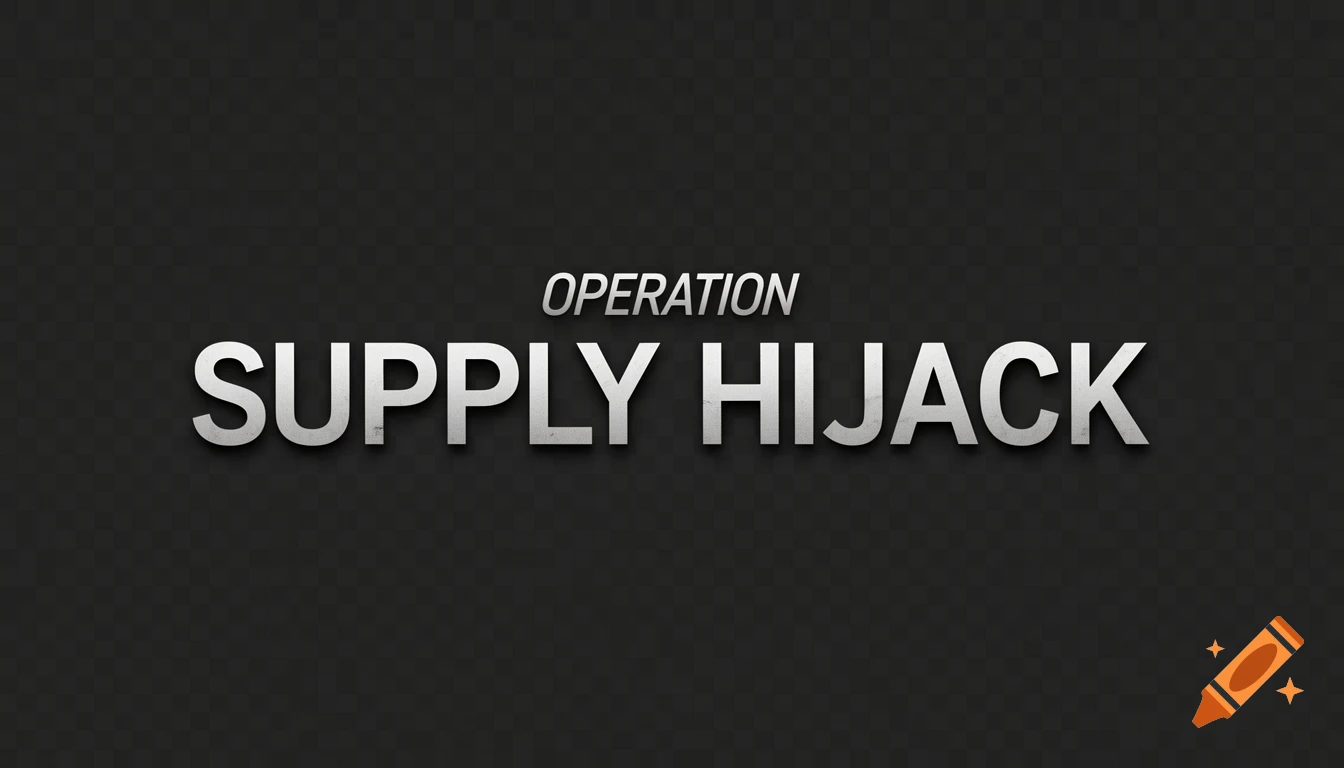 Metallic text 'OPERATION SUPPLY HIJACK' in a tactical military style on a dark background.