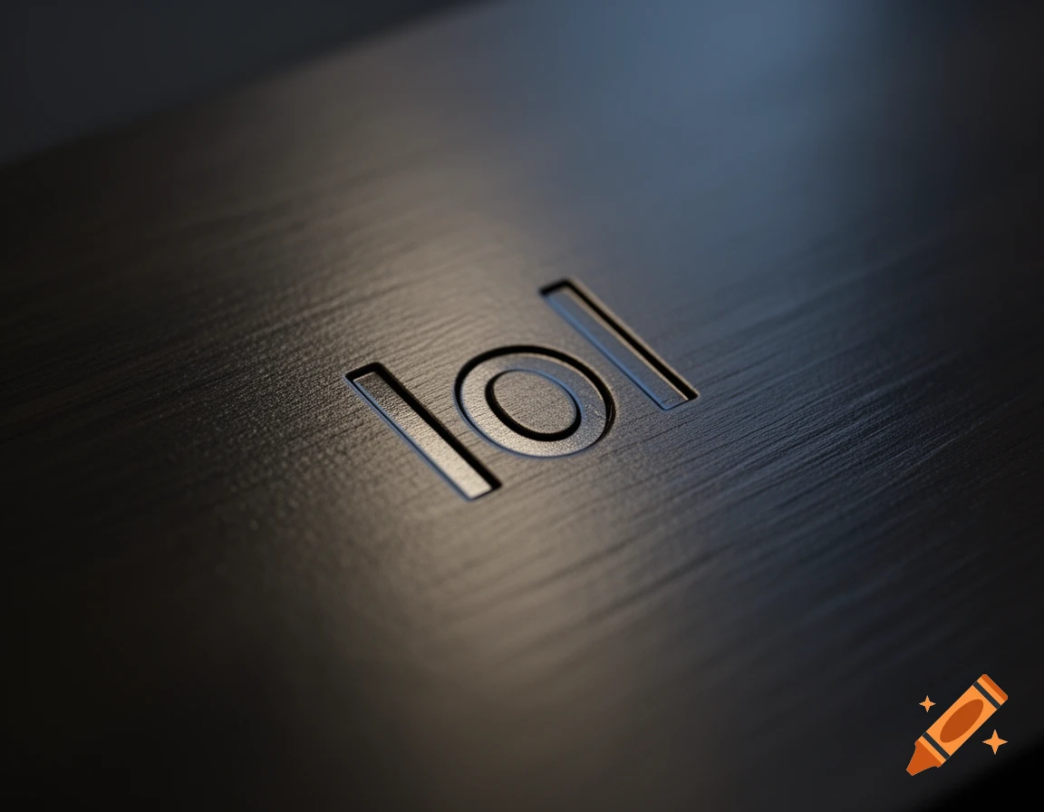 The letters 'lol' debossed into a dark, brushed metallic surface with a subtle reflection.