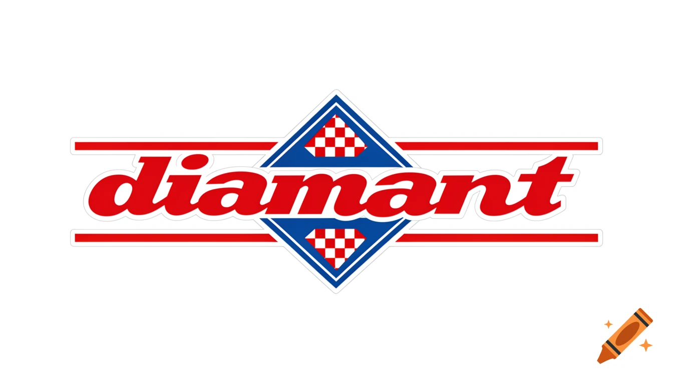 Red 'diamant' text with a blue and red-and-white checkered diamond logo, flanked by red horizontal lines on white.