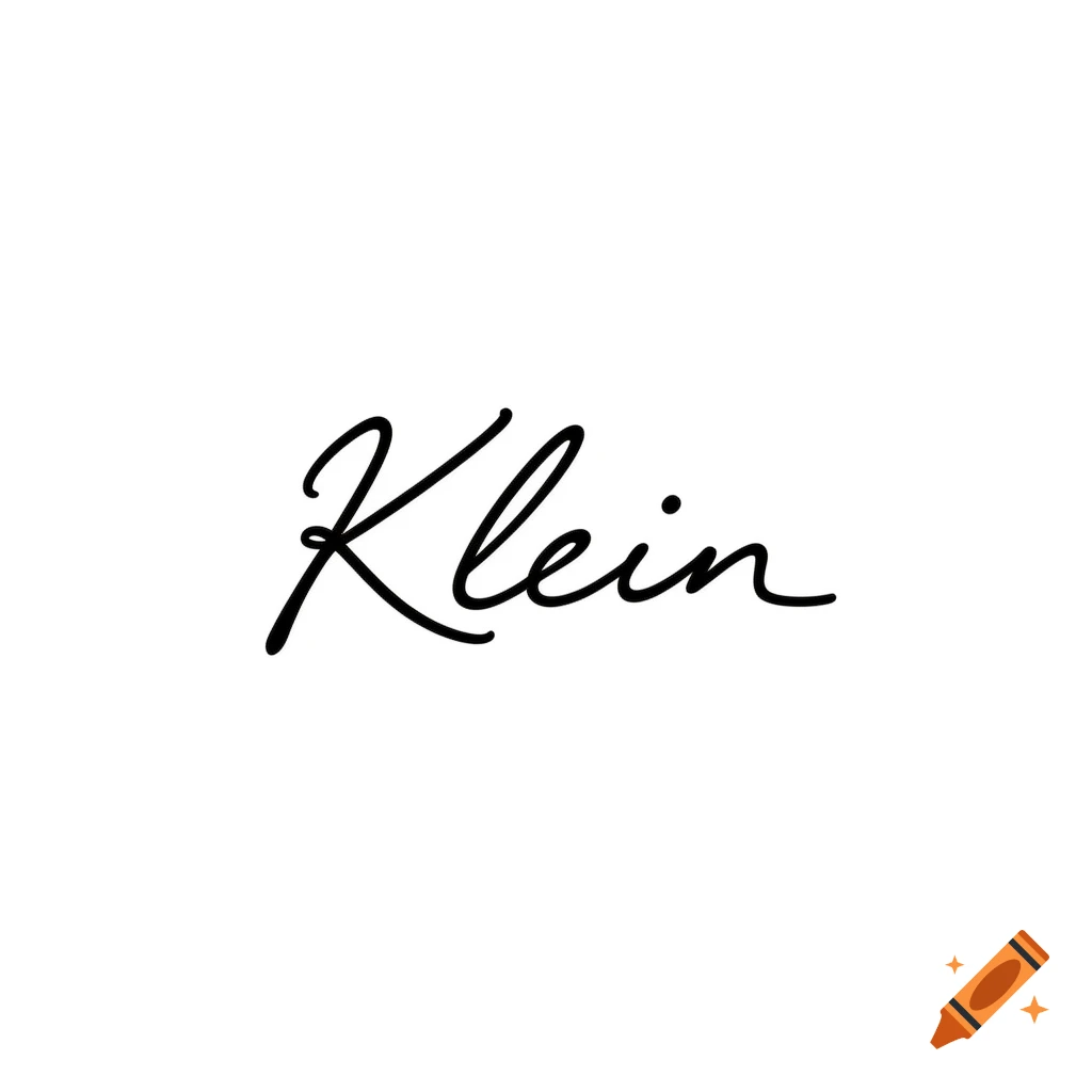 A professional and elegant handwritten cursive signature of the name 'Klein' on a pure white background.