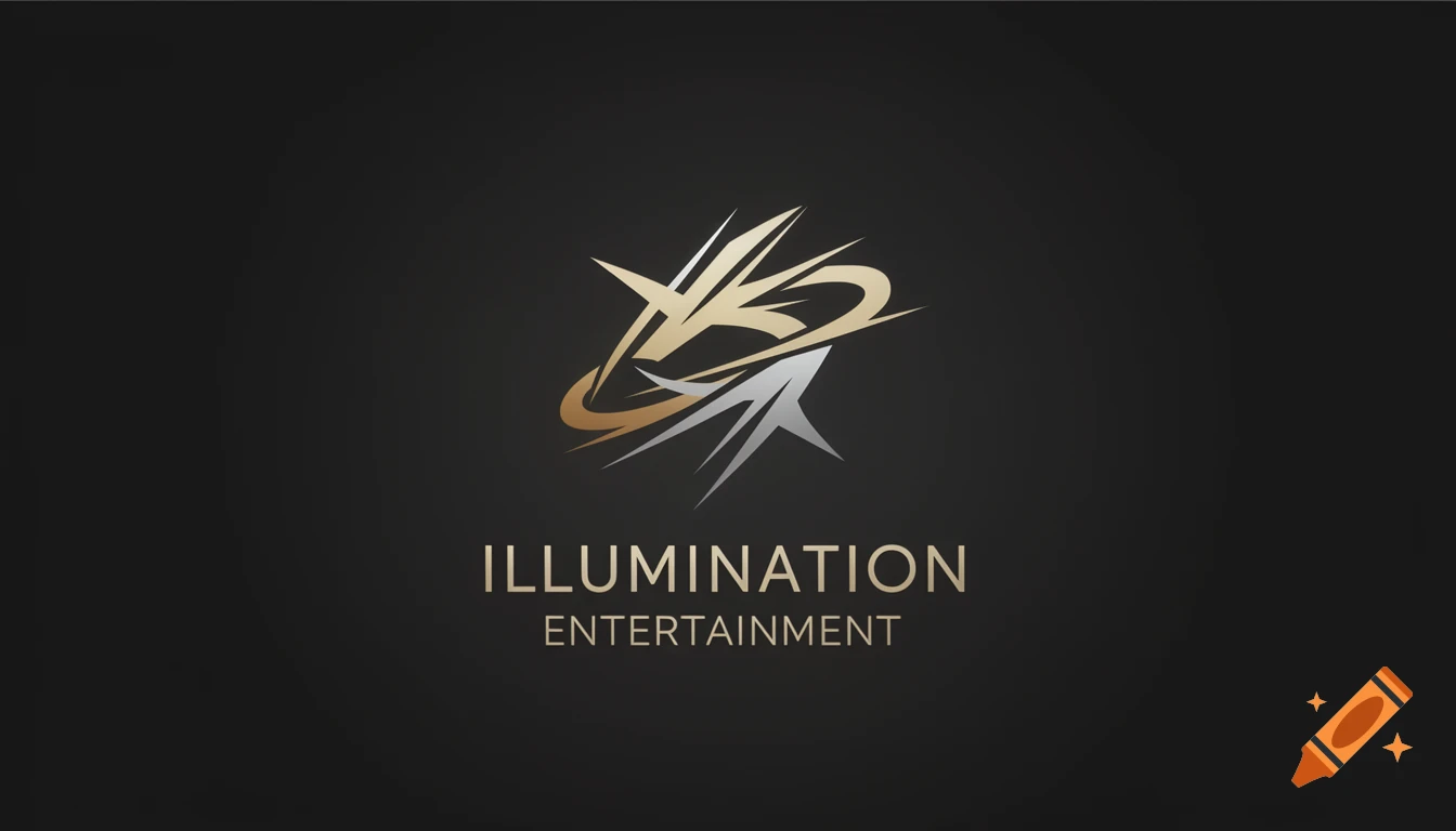 Illumination Entertainment logo with a gold and silver abstract design above the text on a dark background.