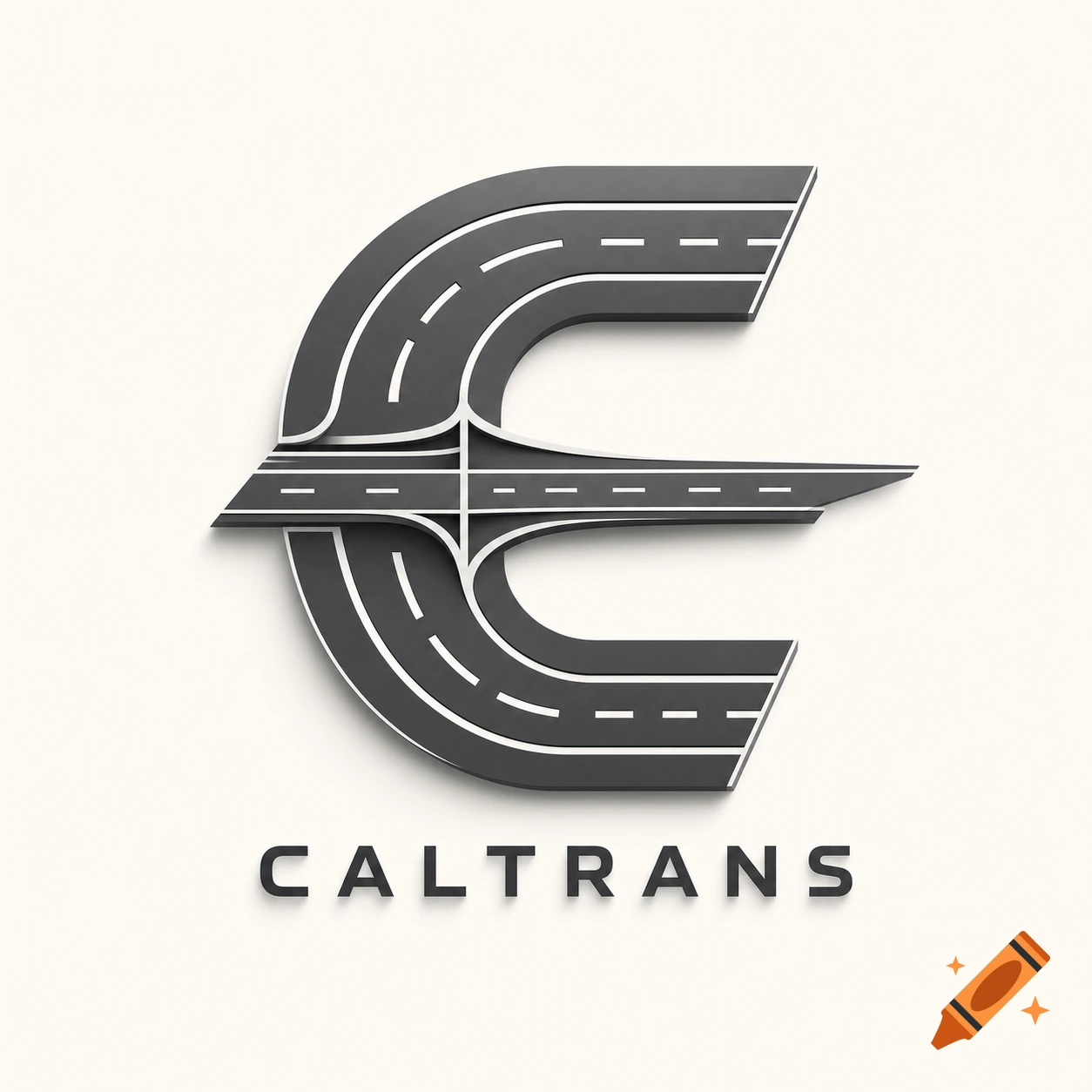 A 3D logo resembling a stylized letter 'C' made of intersecting highways, with the word 'CALTRANS' beneath it.