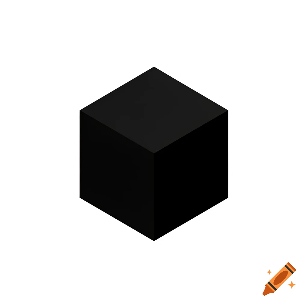 A stylized black isometric cube on a white background.
