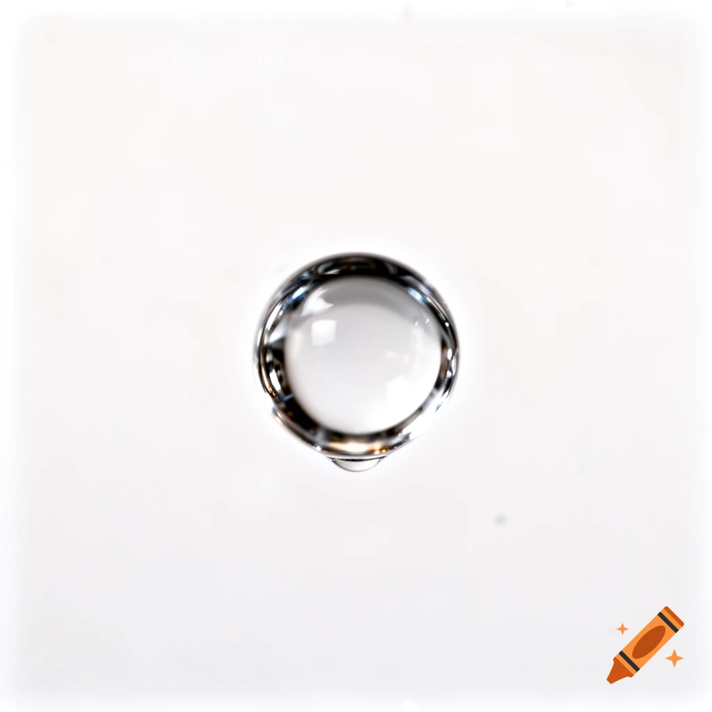 A glistening, spherical water droplet centered on a pure white background.