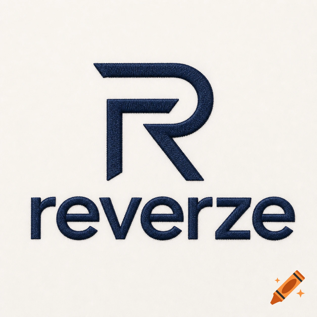 Embroidered dark blue logo featuring a stylized 'R' above the word 'reverze' on a light background.