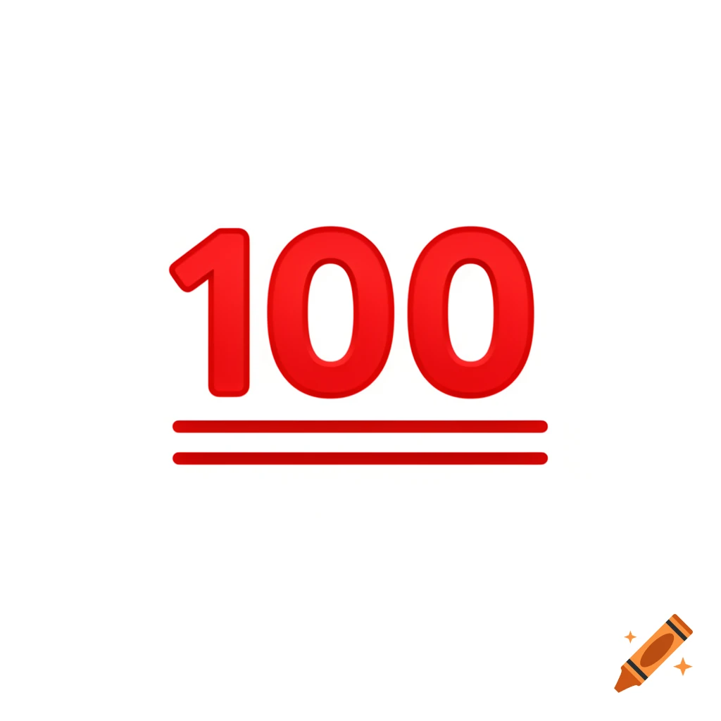 A bold red '100' emoji with two red underlines on a white background.