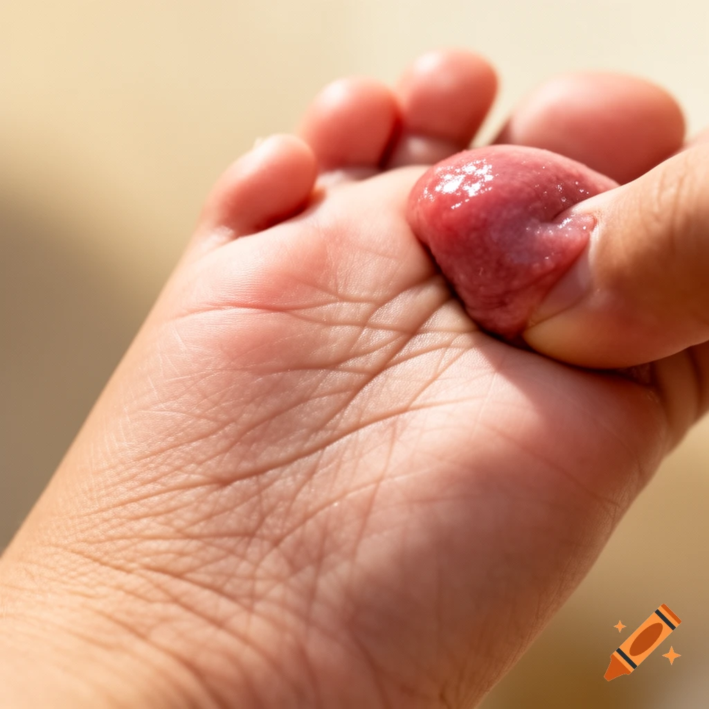 Close-up of a person's foot sole with a tongue brushing against it, photorealistic style.