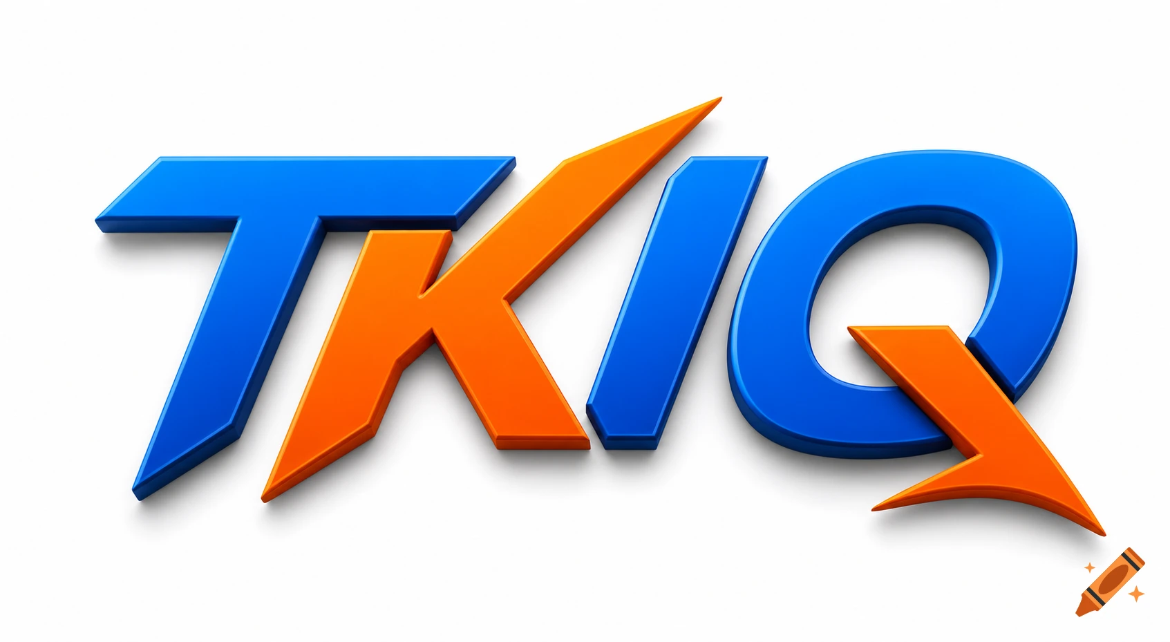A 3D wordmark logo displaying 'TKIQ' in stylized blue and orange letters with shadows.