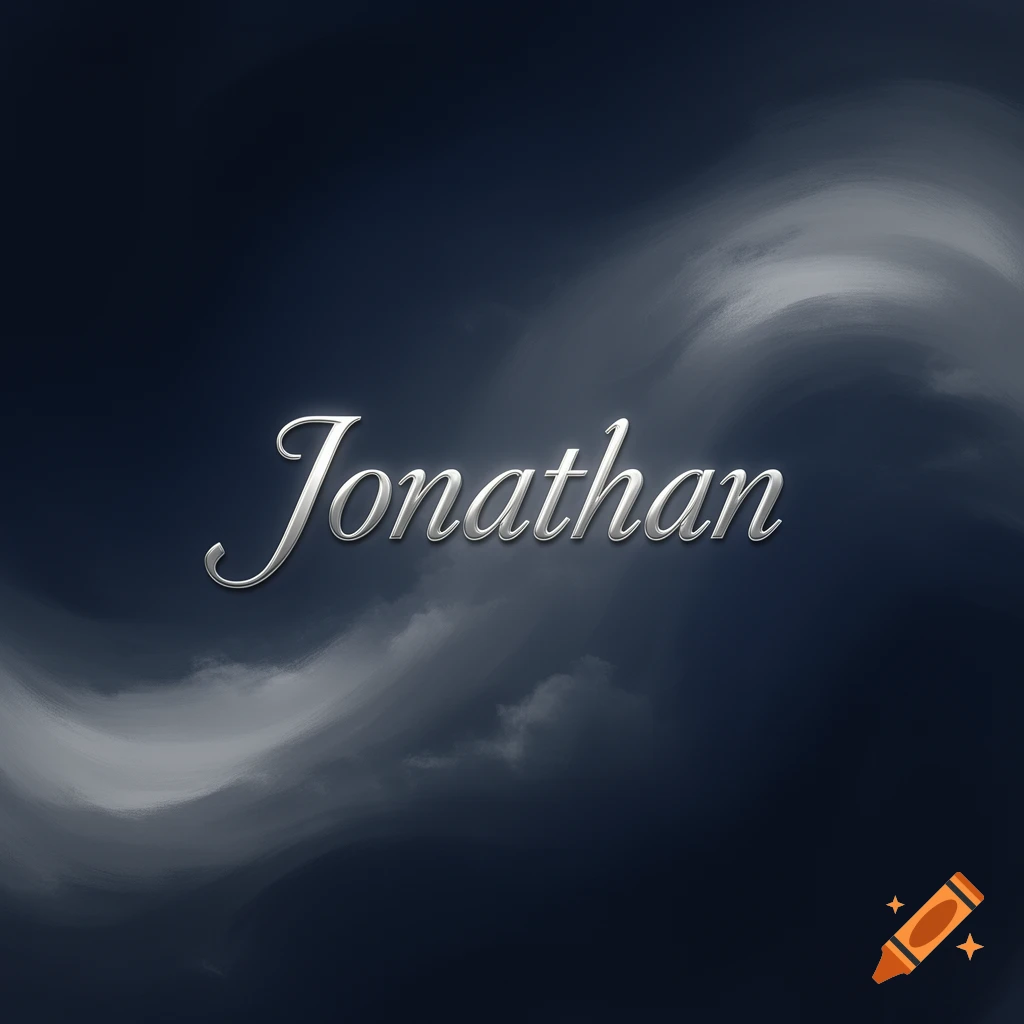 Silver embossed 'Jonathan' text on a dark, swirling cloudy background.