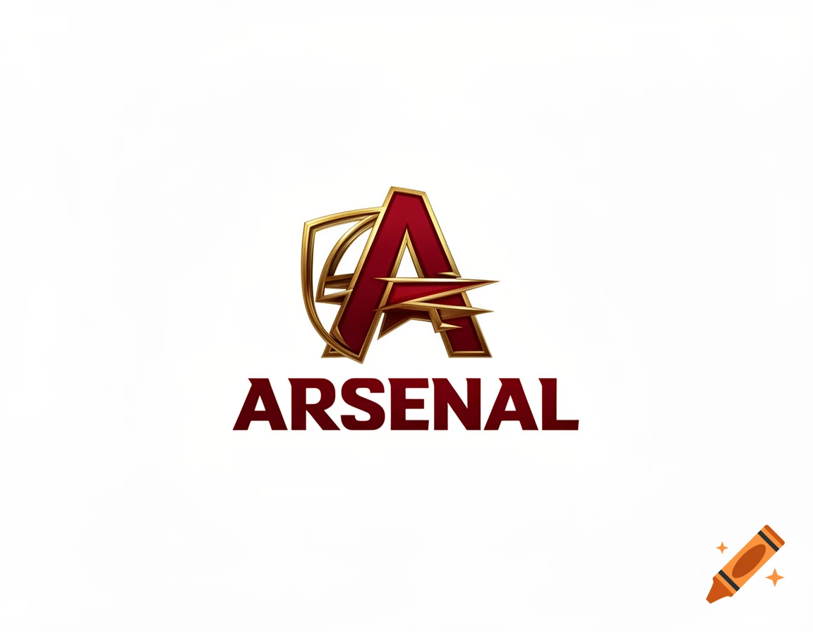 A red and gold stylized 'A' logo, resembling the Avengers symbol, above the word 'ARSENAL' on a white background.
