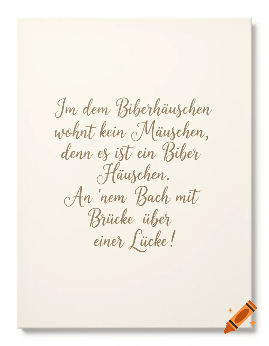 German text in a flowing cursive font on a plain beige background.
