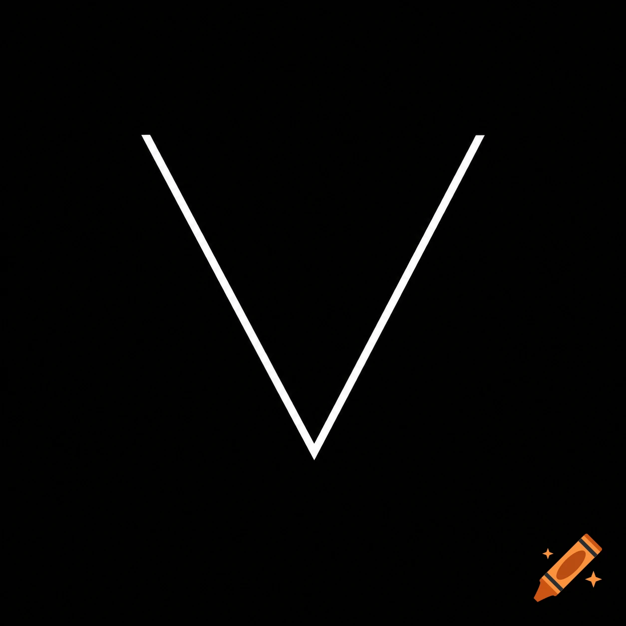A minimalist white letter V on a solid black background.