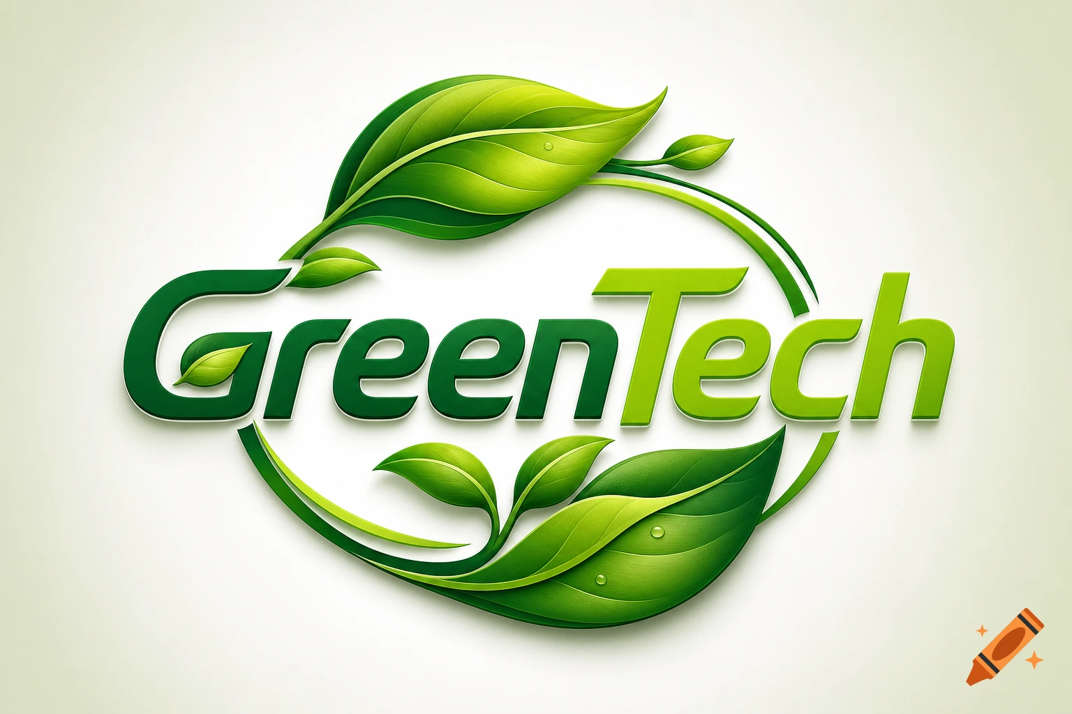 GreenTech logo with stylized green leaves forming a circular design.