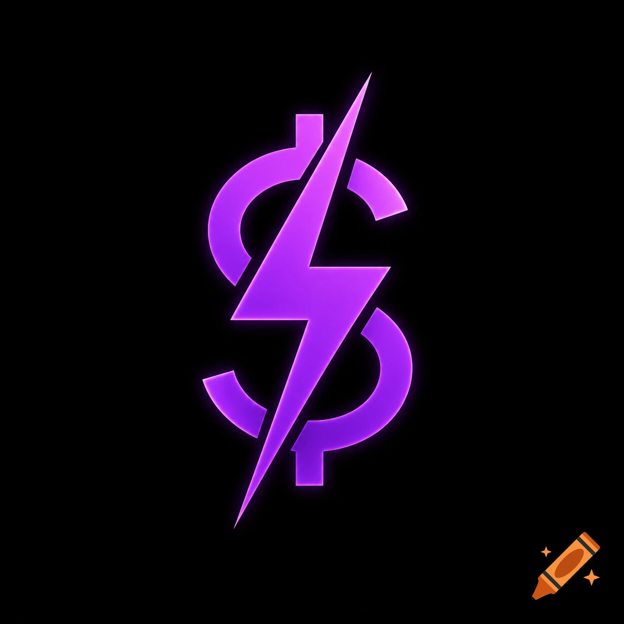 A vibrant neon purple lightning bolt intertwined with a dollar sign, set against a matte black background, in a clean, modern style.