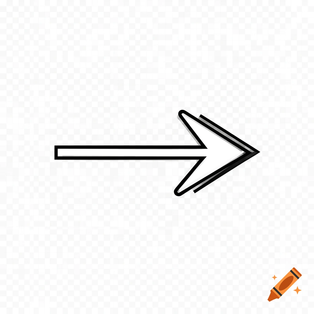 A modern, black and white arrow icon pointing to the right on a transparent background.