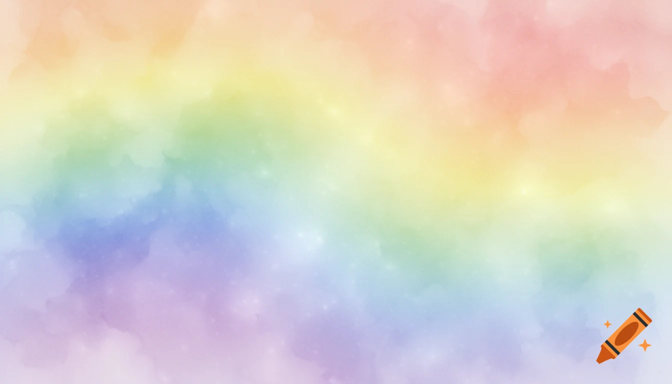 Soft watercolor background with a horizontal gradient of rainbow colors from orange to pink.