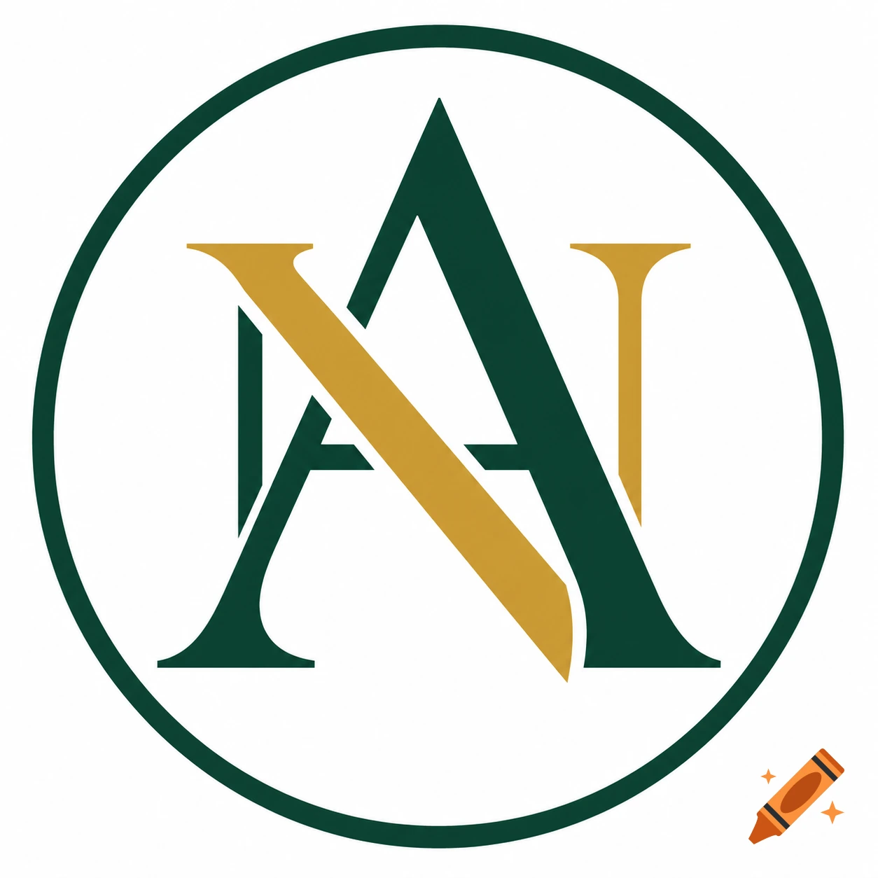 A stylized green and gold A and N monogram logo within a dark green circle.