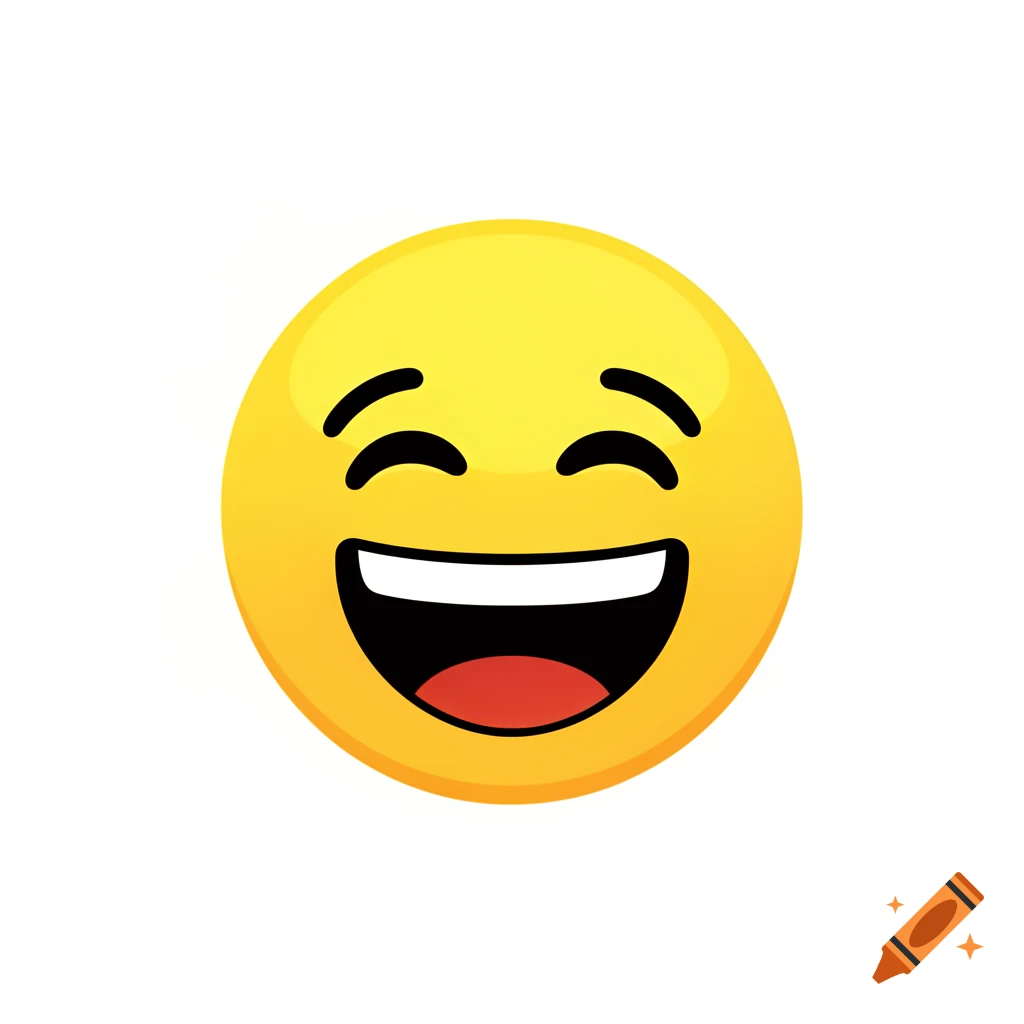A bright yellow emoji with a wide open mouth and closed, smiling eyes, expressing joy.