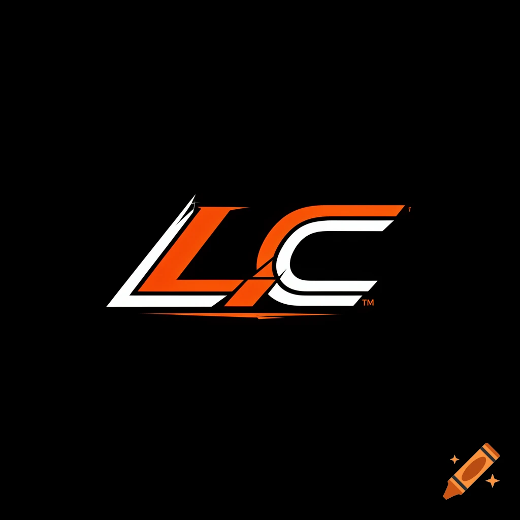 A stylized orange and white 'LC' motorsport logo with sharp, aerodynamic angles on a black background.