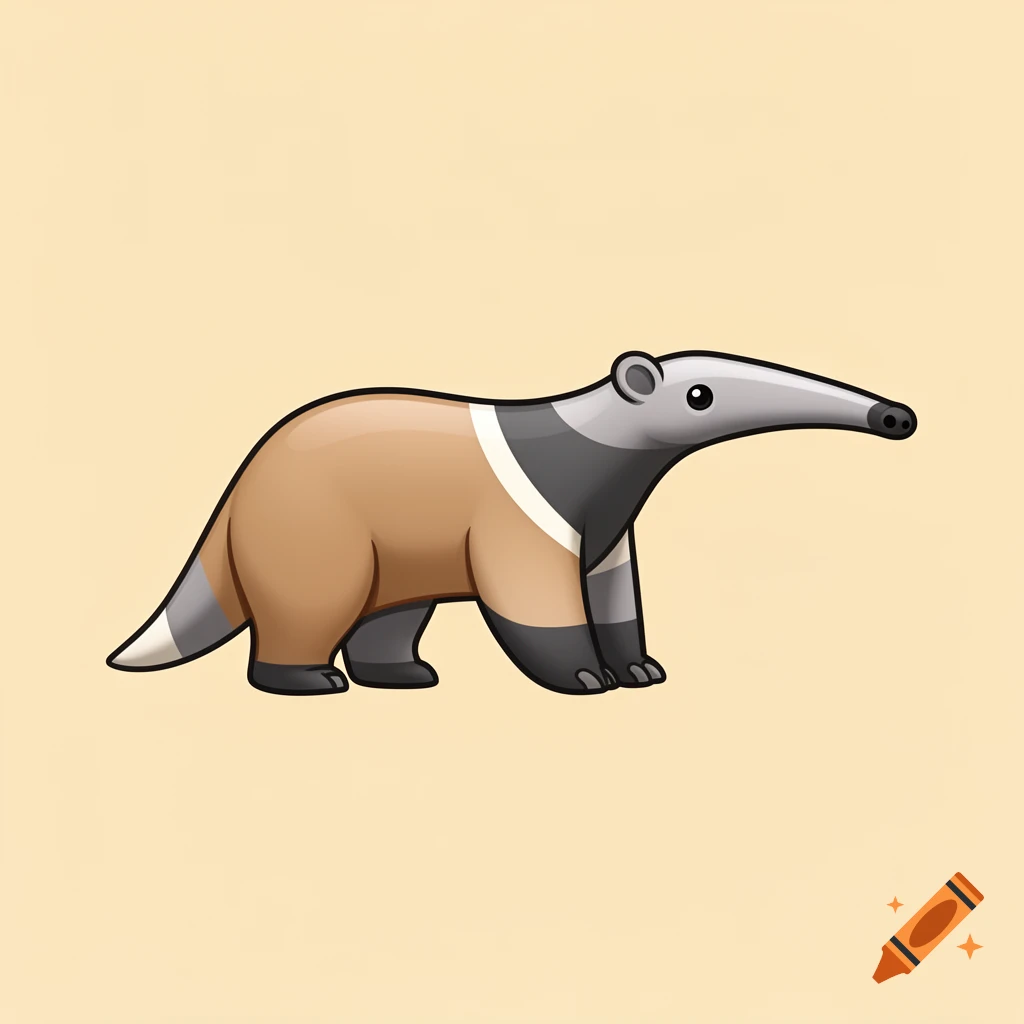 A stylized anteater emoji with brown, grey, and white markings on a pale yellow background, depicted in a simple, flat design.