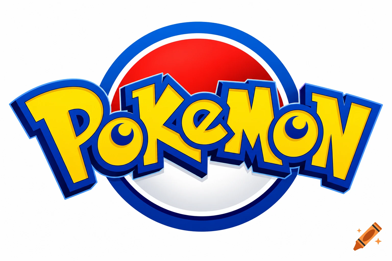 The iconic yellow and blue 'Pokemon' logo on a red and white circular background.