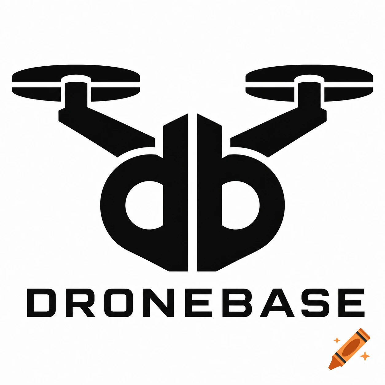 Minimalist black and white logo for 'DRONEBASE', featuring stylized 'db' initials forming a drone shape with two propellers.