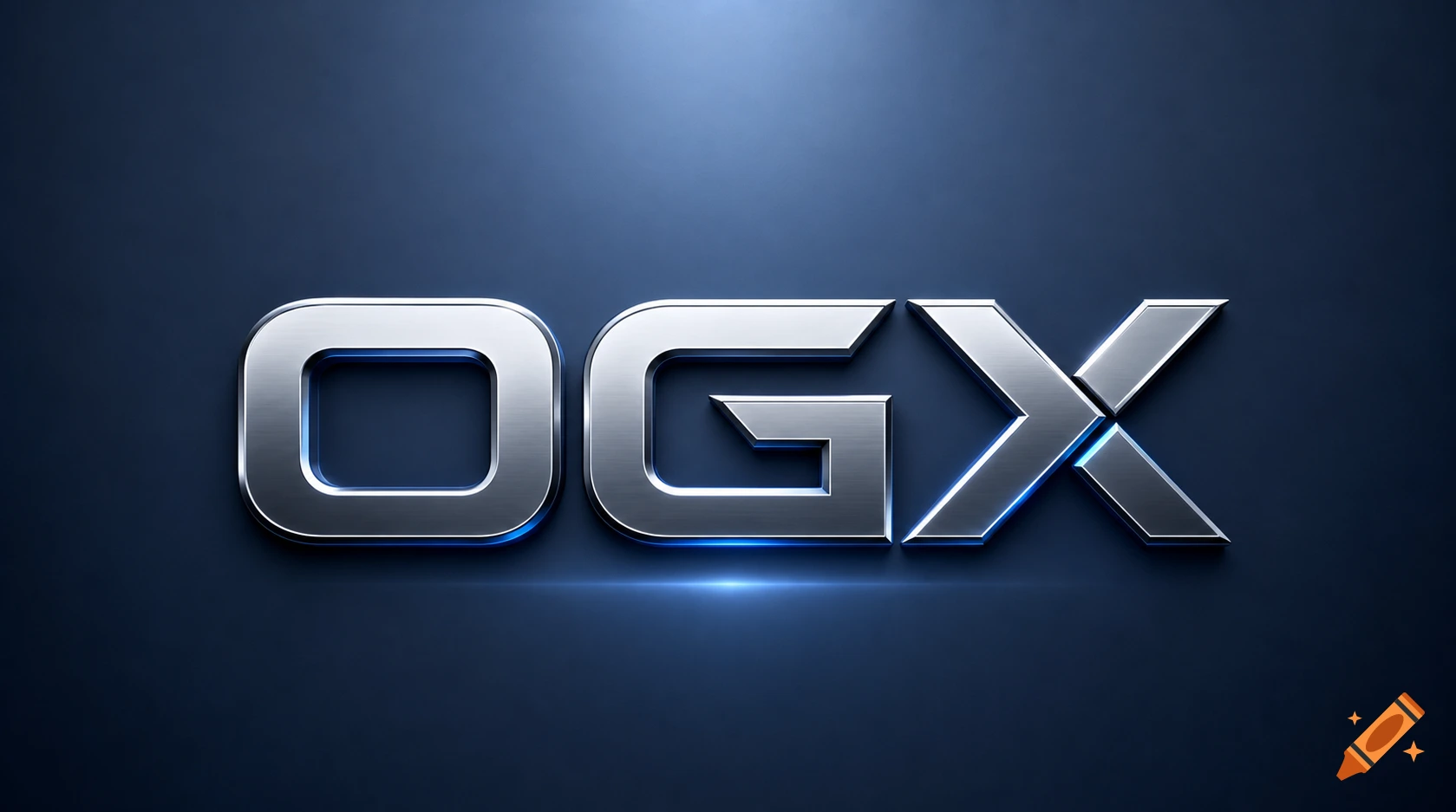 3D metallic silver text "OGX" with blue glowing outlines on a dark blue background.