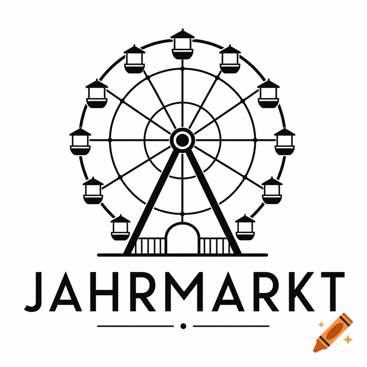 Black and white logo of a Ferris wheel with the text 'JAHRMARKT' below it.