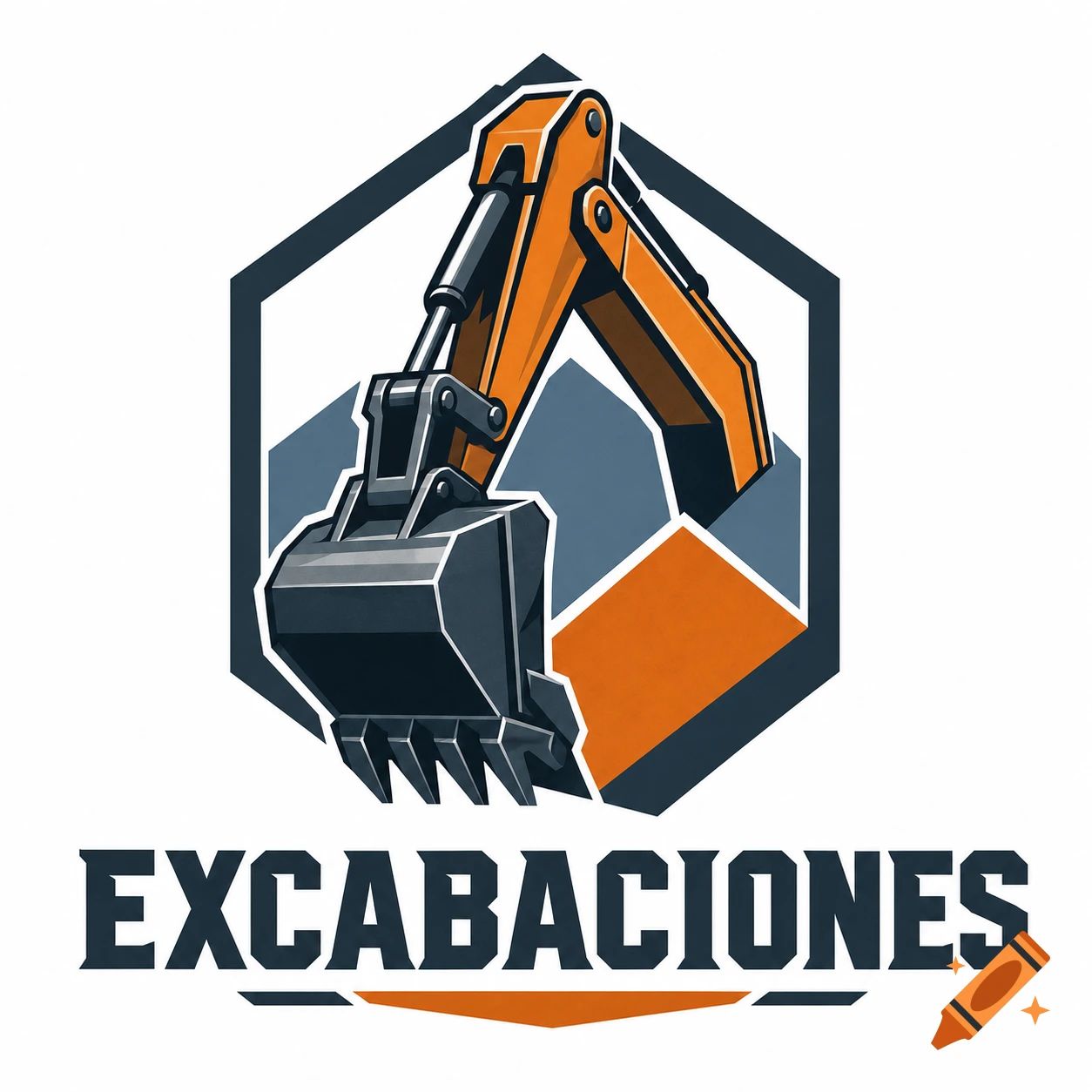 A stylized logo of an orange and grey excavator bucket and arm within a hexagonal outline, with 'EXCABACIONES' text below.