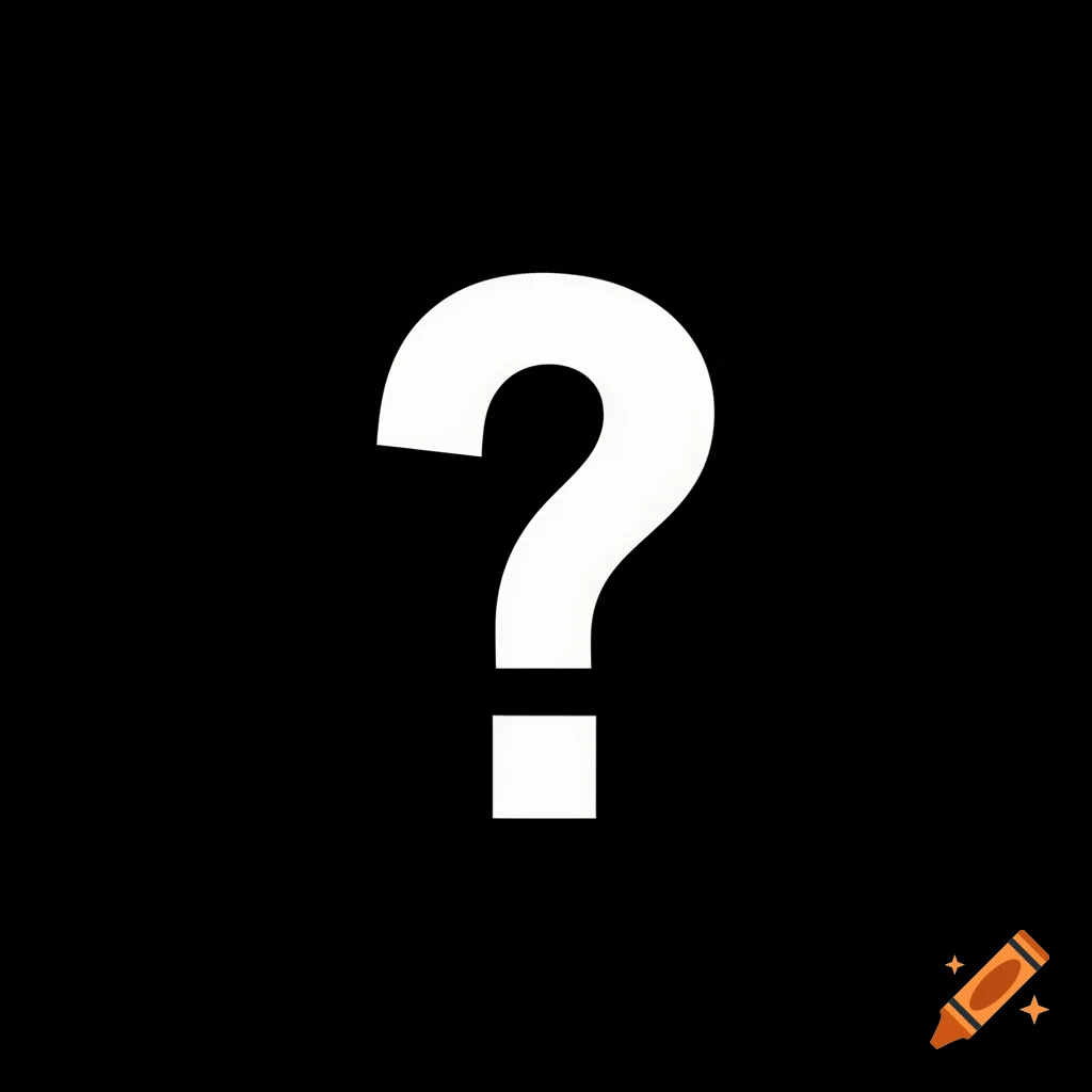 A large white question mark against a solid black background.