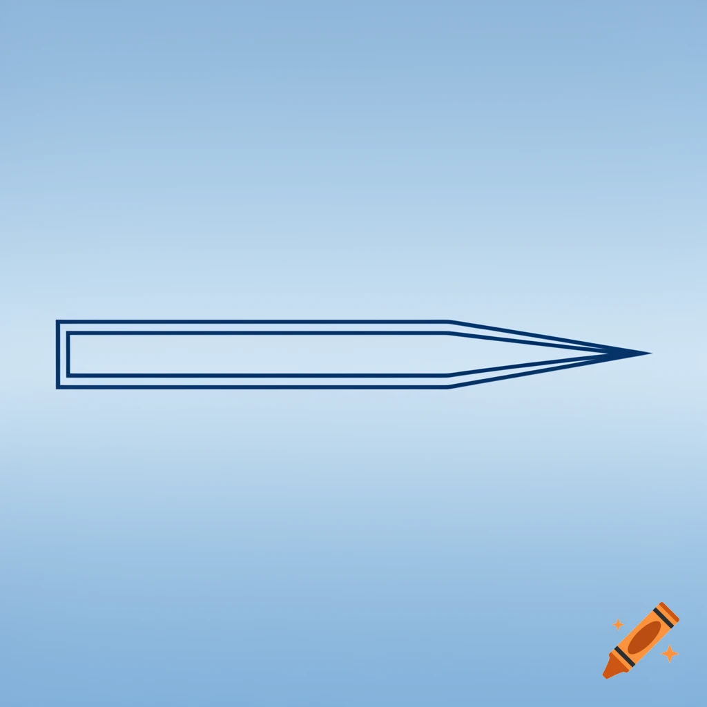 A minimalist dark blue outline of an arrow shape with a rectangular body and a sharp point, against a light blue gradient background.