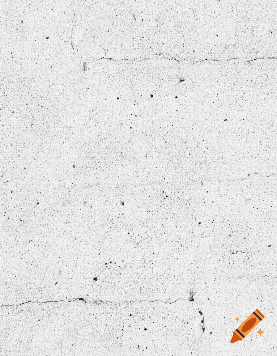 A close-up, photorealistic view of a white concrete wall with subtle cracks and speckles, serving as a background texture.