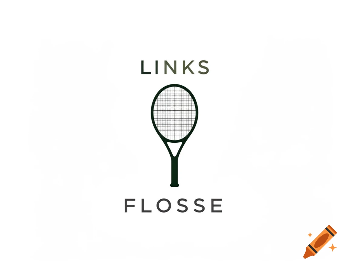 A minimalist logo featuring a black tennis racket with the word 'LINKS' above it and 'FLOSSE' below it on a white background.