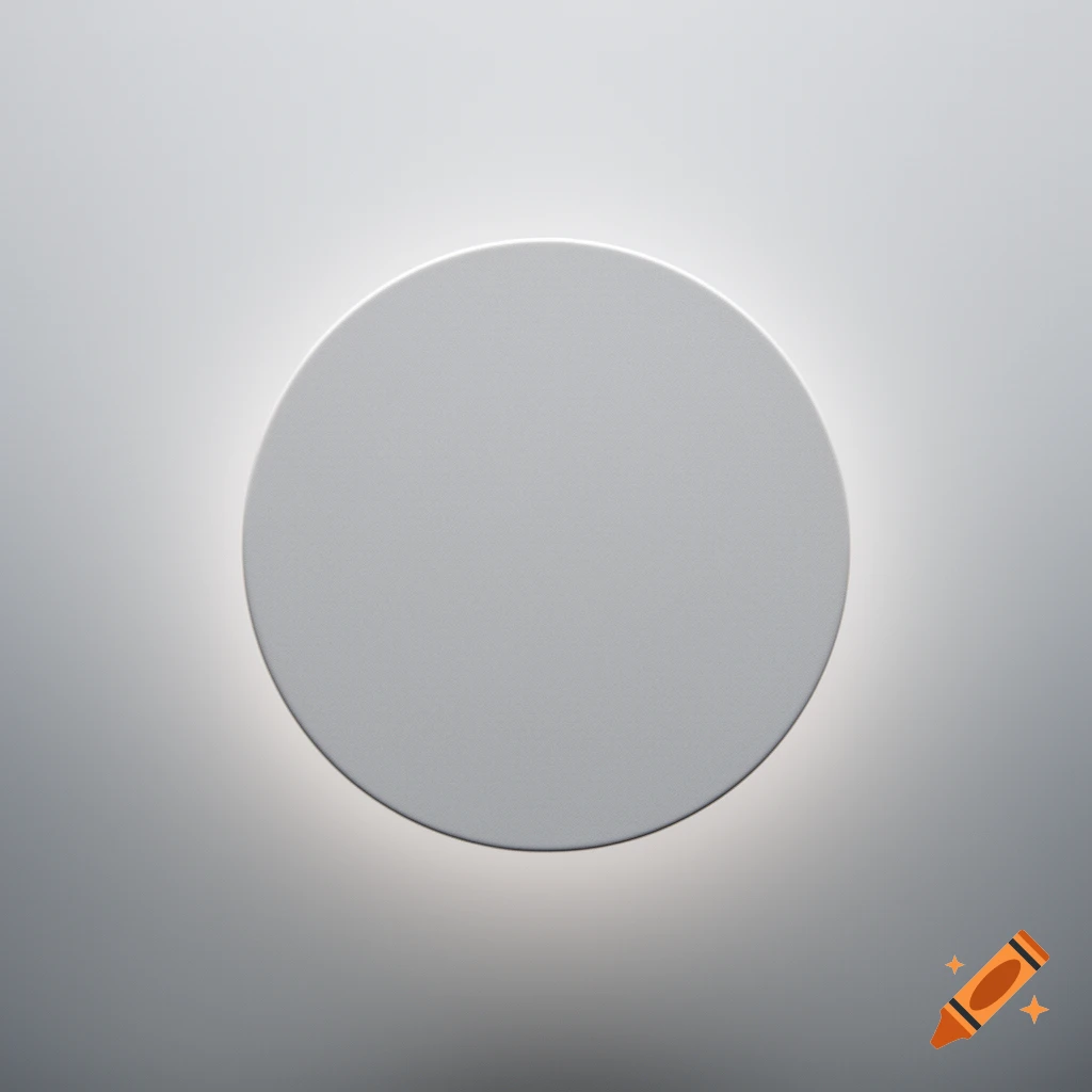 A gray circle with a subtle glow around its edges, centered on a light gray background.