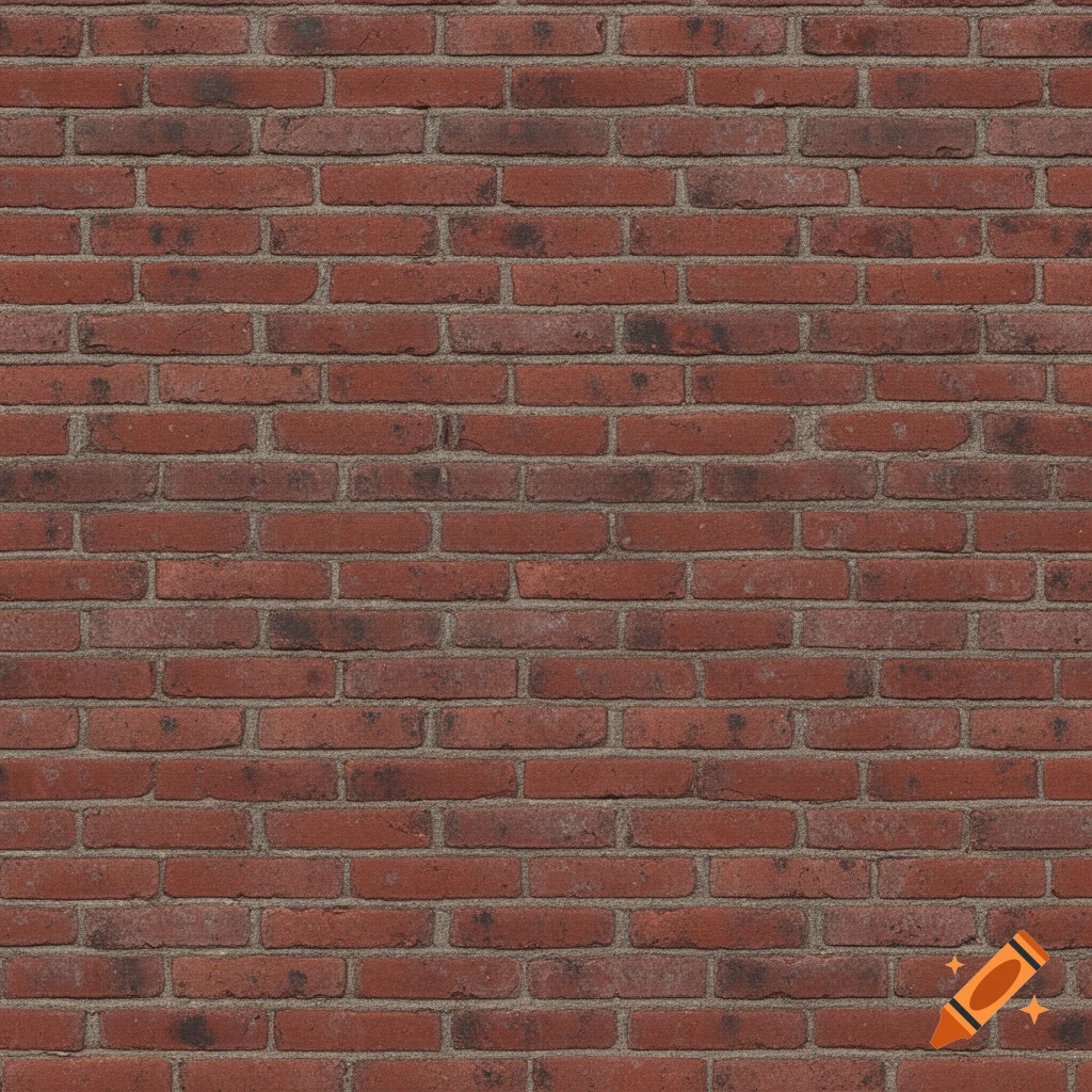 A seamless, detailed red brick wall texture with various shades of brick and grey mortar.